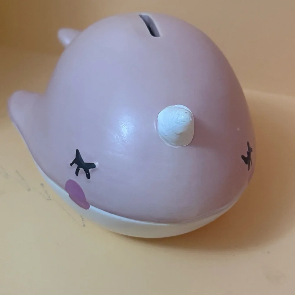 Whimsical Whale Coin Bank - Soft Pink - Early Learning count & save Piggyback 🐷